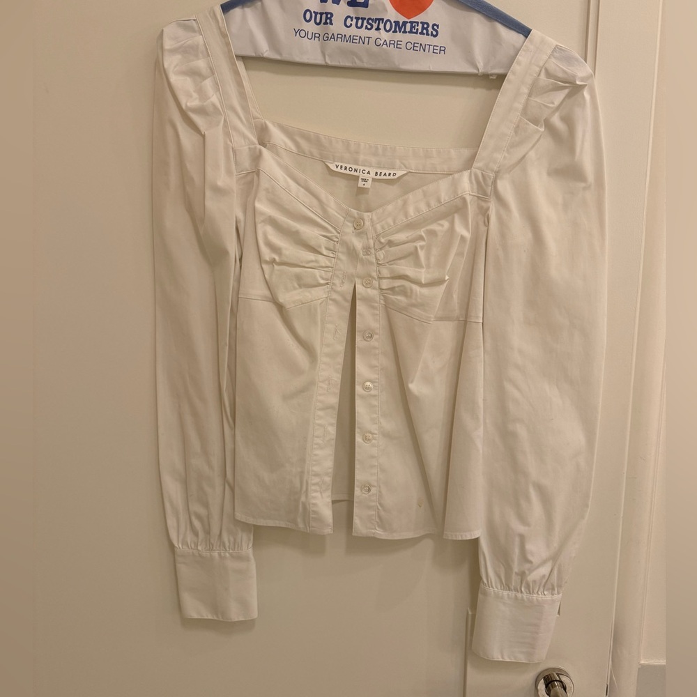 Veronica Beard Frankie Top Puff Shoulders button down - Picture 4 of 4